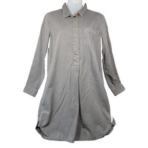 Madewell Shirt Dress S Green-Gray Cotton Long Sleeve Collared Minimalist Coastal